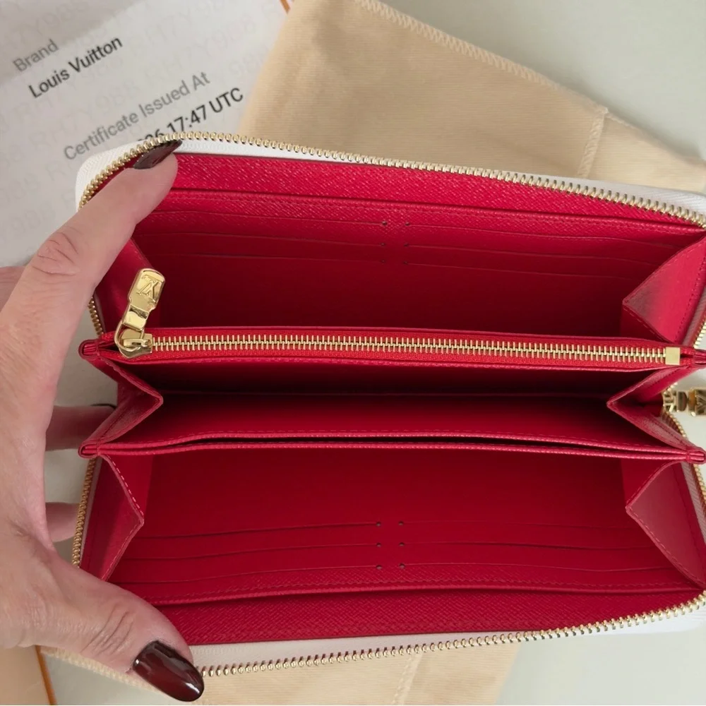 Louis Vuitton Takashi Murakami Cherry Cerise White Monogram Wallet COA M14240